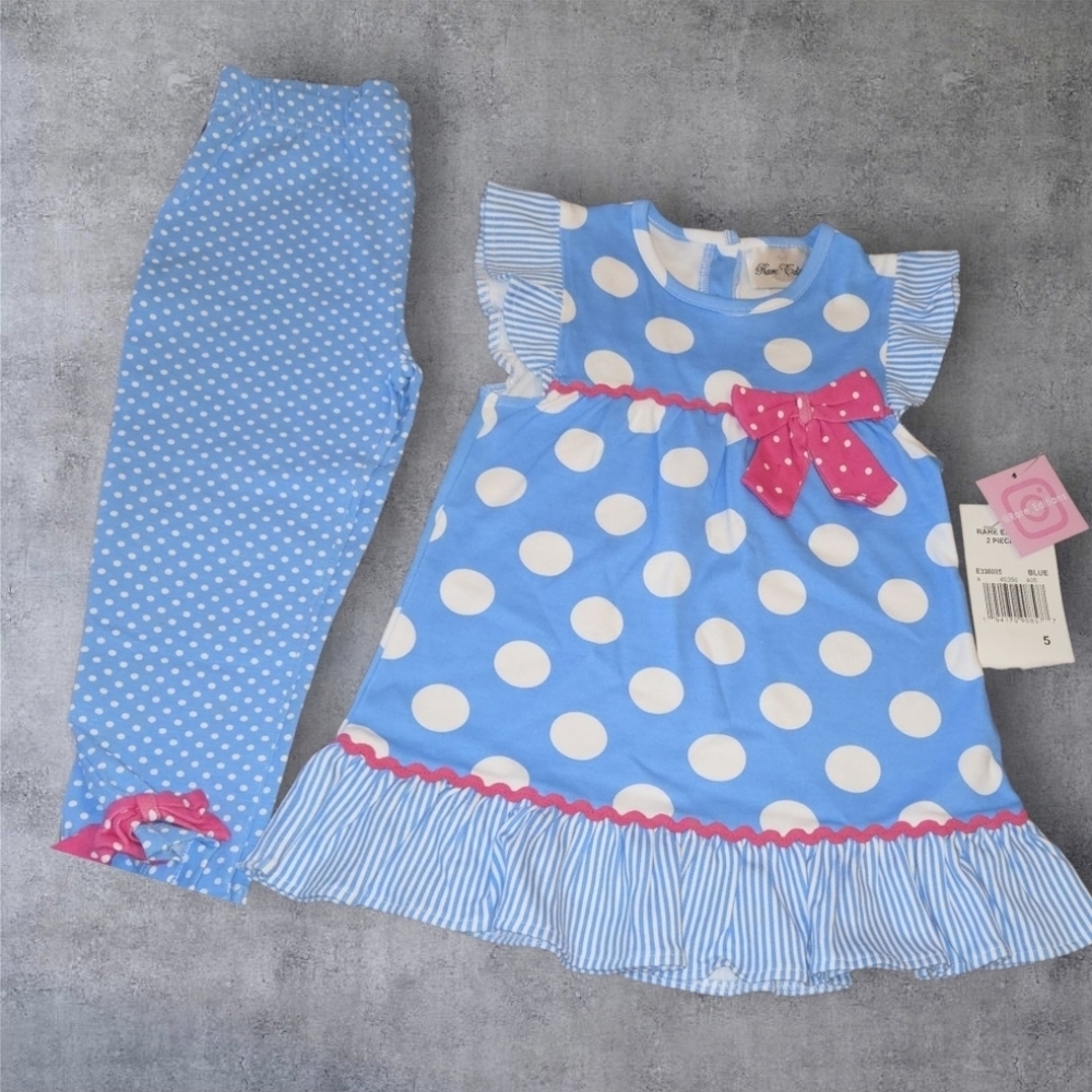 Rare Editions / Girls Size 5 / Dot Printed Top and Leggings Set / NEW WITH TAGS